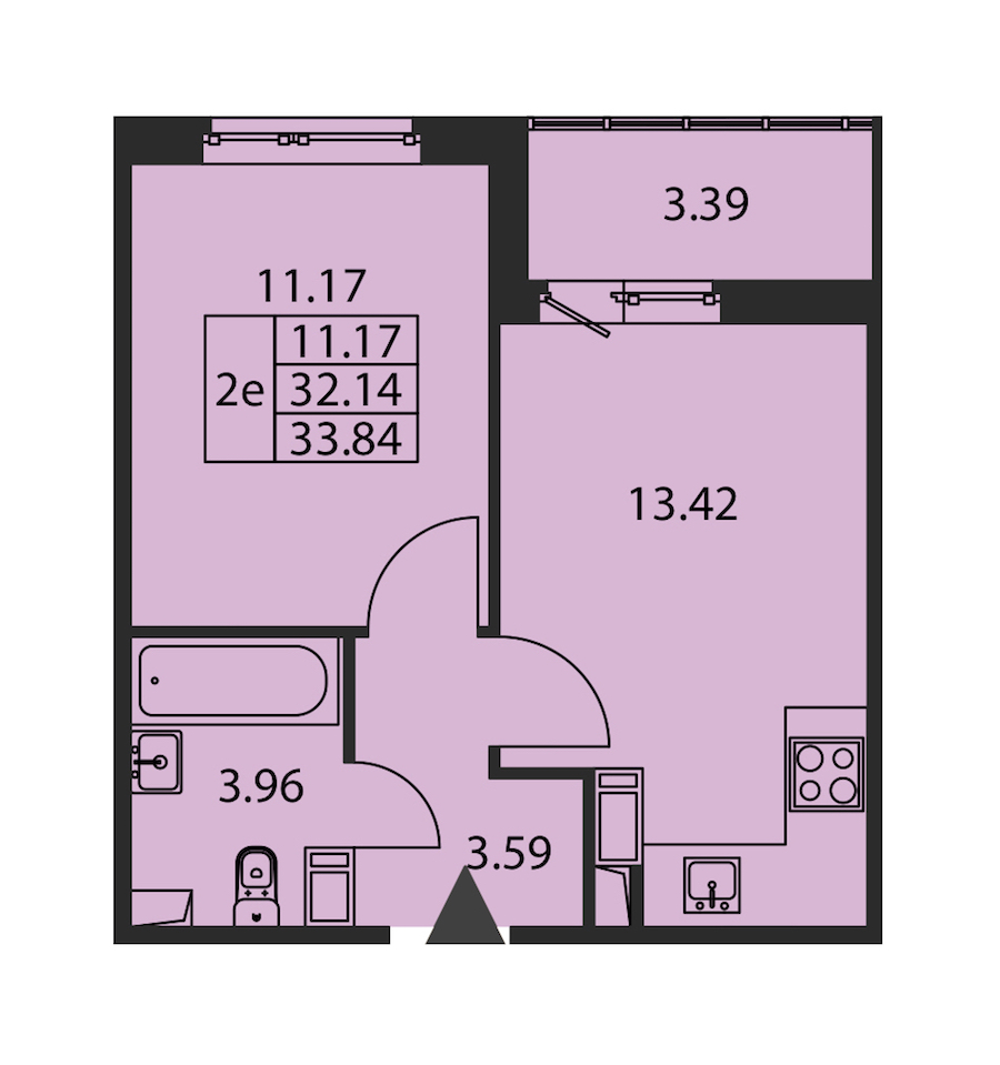 1-комнатная квартира 32.14 м², 2/12 эт., ЖК «Полис ЛАВрики»